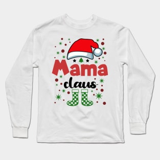 Christmas Mama Family Wife Santa Hat Long Sleeve T-Shirt